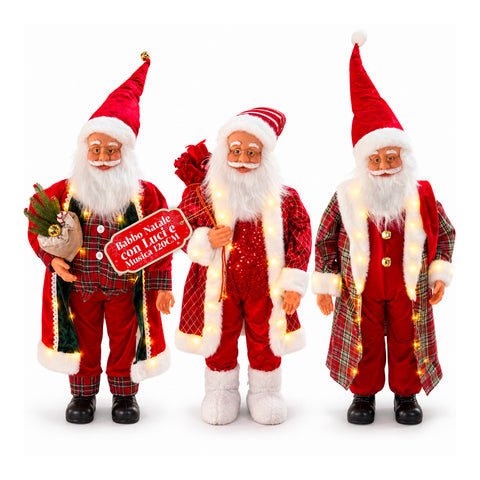 Weihnachtsmann mit Lichtern und Musik, dekorative Weihnachtsstatue 65-95-120 cm, batteriebetriebene Leuchtdekoration – Blindbox