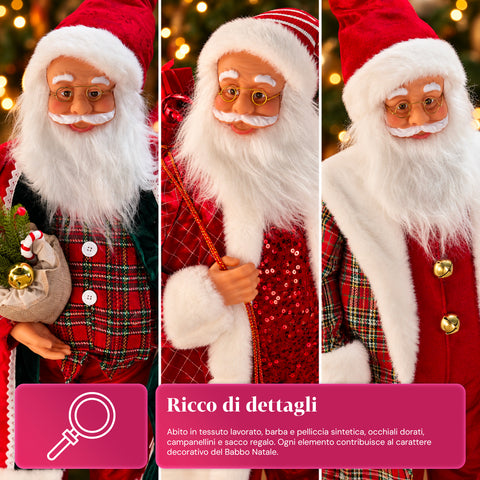 Weihnachtsmann mit Lichtern und Musik, dekorative Weihnachtsstatue 65-95-120 cm, batteriebetriebene Leuchtdekoration – Blindbox