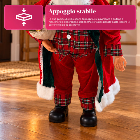 Weihnachtsmann mit Lichtern und Musik, dekorative Weihnachtsstatue 65-95-120 cm, batteriebetriebene Leuchtdekoration – Blindbox