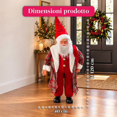 Weihnachtsmann mit Lichtern und Musik, dekorative Weihnachtsstatue 65-95-120 cm, batteriebetriebene Leuchtdekoration – Blindbox