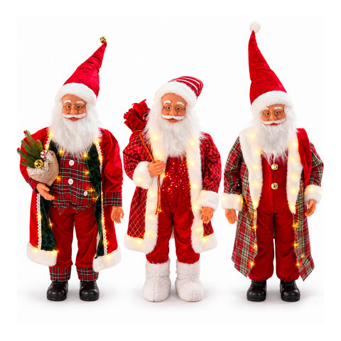 Weihnachtsmann mit Lichtern und Musik, dekorative Weihnachtsstatue 65-95-120 cm, batteriebetriebene Leuchtdekoration – Blindbox