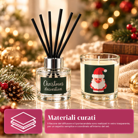 Duftset für Räume mit Stäbchendiffusor und Duftkerze, weihnachtliche Düfte, Weihnachtsgeschenkset