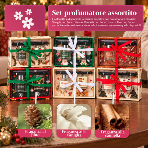 Duftset für Räume mit Stäbchendiffusor und Duftkerze, weihnachtliche Düfte, Weihnachtsgeschenkset