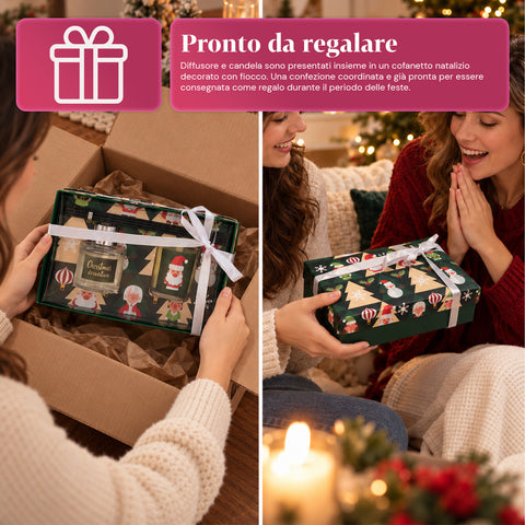 Duftset für Räume mit Stäbchendiffusor und Duftkerze, weihnachtliche Düfte, Weihnachtsgeschenkset