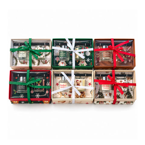 Duftset für Räume mit Stäbchendiffusor und Duftkerze, weihnachtliche Düfte, Weihnachtsgeschenkset