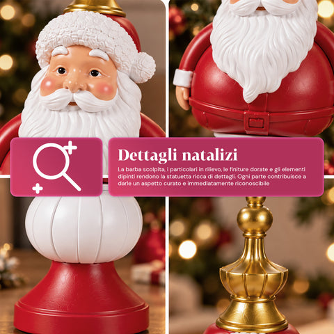 Weihnachtsfigur 35 cm aus Kunstharz, Weihnachtsdekoration mit Weihnachtsmann, Nussknacker-Soldat und Teddybär, Rot oder Weiß, für innen und außen