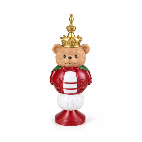 Weihnachtsfigur 35 cm aus Kunstharz, Weihnachtsdekoration mit Weihnachtsmann, Nussknacker-Soldat und Teddybär, Rot oder Weiß, für innen und außen