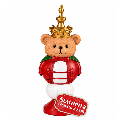 Weihnachtsfigur 35 cm aus Kunstharz, Weihnachtsdekoration mit Weihnachtsmann, Nussknacker-Soldat und Teddybär, Rot oder Weiß, für innen und außen