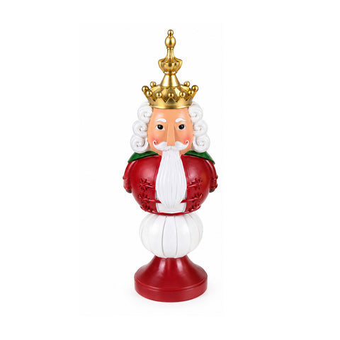 Weihnachtsfigur 35 cm aus Kunstharz, Weihnachtsdekoration mit Weihnachtsmann, Nussknacker-Soldat und Teddybär, Rot oder Weiß, für innen und außen