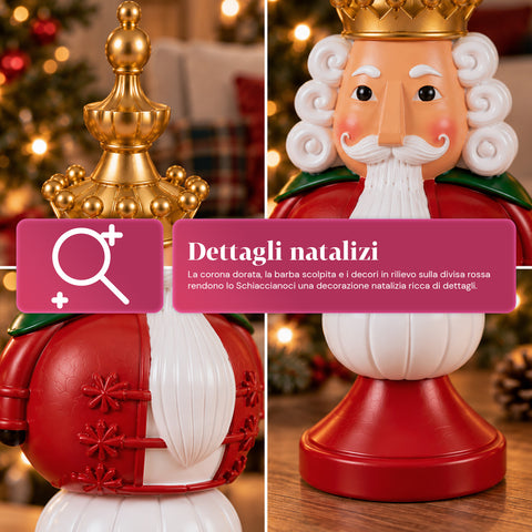 Weihnachtsfigur 35 cm aus Kunstharz, Weihnachtsdekoration mit Weihnachtsmann, Nussknacker-Soldat und Teddybär, Rot oder Weiß, für innen und außen