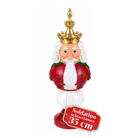Weihnachtsfigur 35 cm aus Kunstharz, Weihnachtsdekoration mit Weihnachtsmann, Nussknacker-Soldat und Teddybär, Rot oder Weiß, für innen und außen