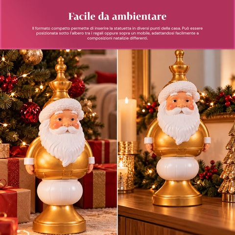 Weihnachtsfigur 35 cm aus Kunstharz, Weihnachtsdekoration mit Weihnachtsmann, Nussknacker-Soldat und Teddybär, Rot oder Weiß, für innen und außen