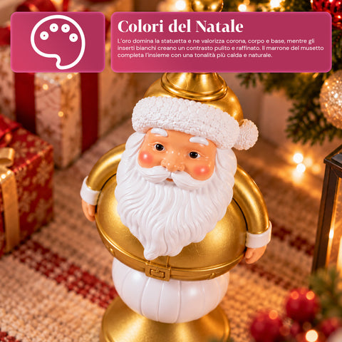 Weihnachtsfigur 35 cm aus Kunstharz, Weihnachtsdekoration mit Weihnachtsmann, Nussknacker-Soldat und Teddybär, Rot oder Weiß, für innen und außen
