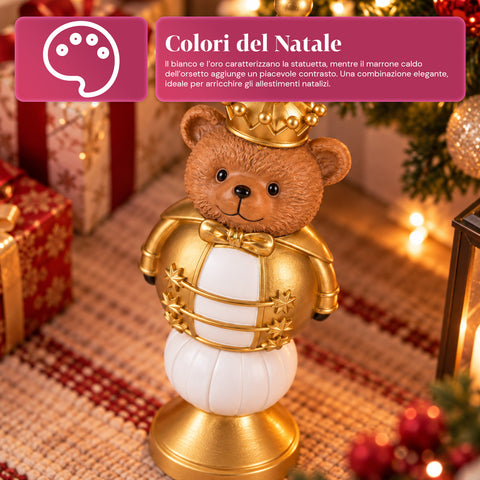 Weihnachtsfigur 35 cm aus Kunstharz, Weihnachtsdekoration mit Weihnachtsmann, Nussknacker-Soldat und Teddybär, Rot oder Weiß, für innen und außen