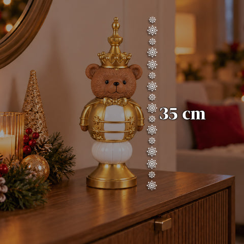Weihnachtsfigur 35 cm aus Kunstharz, Weihnachtsdekoration mit Weihnachtsmann, Nussknacker-Soldat und Teddybär, Rot oder Weiß, für innen und außen
