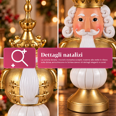 Weihnachtsfigur 35 cm aus Kunstharz, Weihnachtsdekoration mit Weihnachtsmann, Nussknacker-Soldat und Teddybär, Rot oder Weiß, für innen und außen