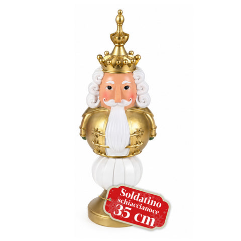 Weihnachtsfigur 35 cm aus Kunstharz, Weihnachtsdekoration mit Weihnachtsmann, Nussknacker-Soldat und Teddybär, Rot oder Weiß, für innen und außen