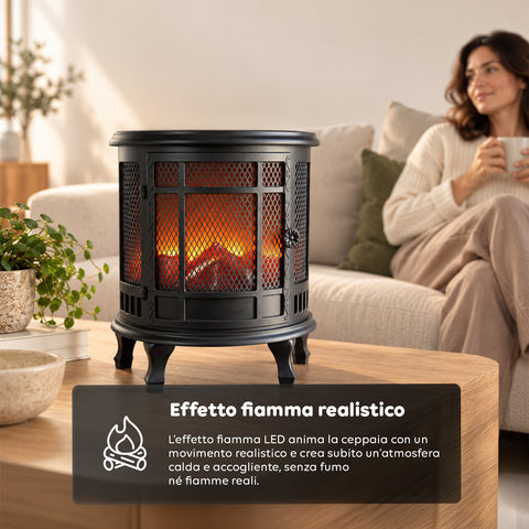 Dekorativer LED-Kamin mit realistischem Flammeneffekt, batteriebetriebene Zierlampe ohne Wärme, Vintage-Design 30,5x16x35,5 cm