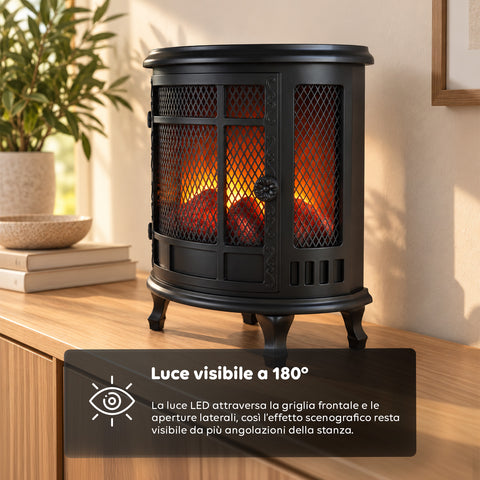 Dekorativer LED-Kamin mit realistischem Flammeneffekt, batteriebetriebene Zierlampe ohne Wärme, Vintage-Design 30,5x16x35,5 cm