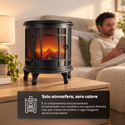 Dekorativer LED-Kamin mit realistischem Flammeneffekt, batteriebetriebene Zierlampe ohne Wärme, Vintage-Design 30,5x16x35,5 cm