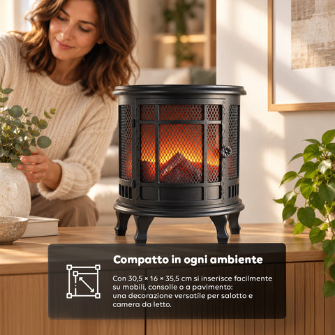 Dekorativer LED-Kamin mit realistischem Flammeneffekt, batteriebetriebene Zierlampe ohne Wärme, Vintage-Design 30,5x16x35,5 cm