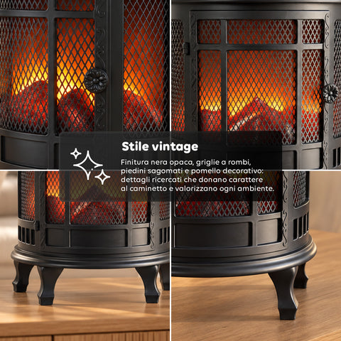 Dekorativer LED-Kamin mit realistischem Flammeneffekt, batteriebetriebene Zierlampe ohne Wärme, Vintage-Design 30,5x16x35,5 cm