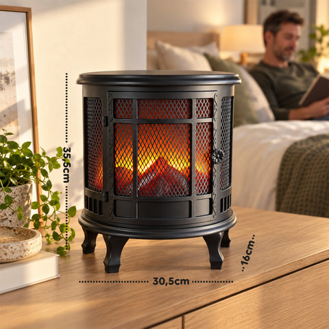 Dekorativer LED-Kamin mit realistischem Flammeneffekt, batteriebetriebene Zierlampe ohne Wärme, Vintage-Design 30,5x16x35,5 cm