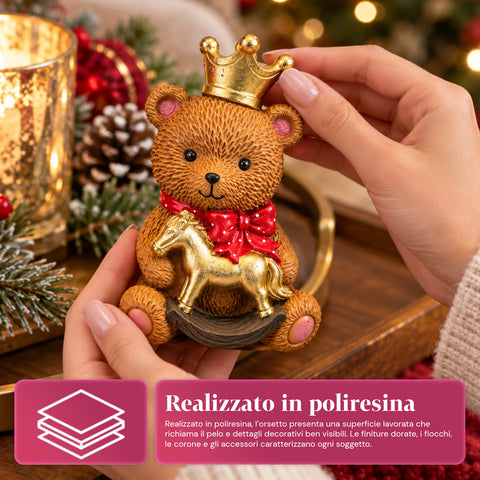 Weihnachtlicher Deko-Teddybär aus Polyresin 16x15x21 cm, Weihnachtsbär als Aufsteller, Figur, Ornament, Weihnachtsschmuck und festliche Wohndekoration, verschiedene Ausführungen