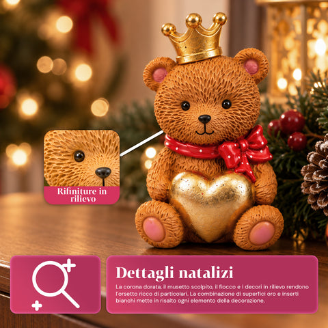 Weihnachtlicher Deko-Teddybär aus Polyresin 16x15x21 cm, Weihnachtsbär als Aufsteller, Figur, Ornament, Weihnachtsschmuck und festliche Wohndekoration, verschiedene Ausführungen