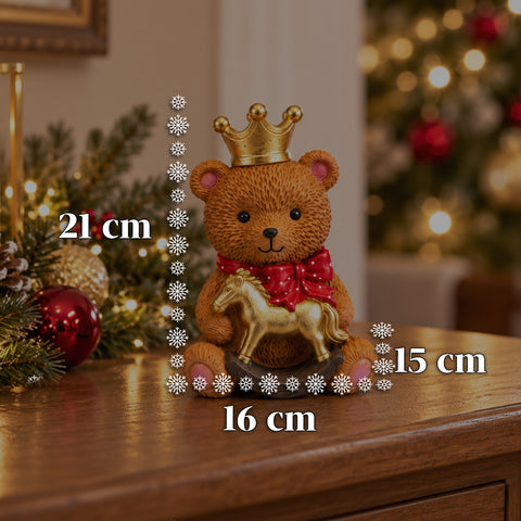 Weihnachtlicher Deko-Teddybär aus Polyresin 16x15x21 cm, Weihnachtsbär als Aufsteller, Figur, Ornament, Weihnachtsschmuck und festliche Wohndekoration, verschiedene Ausführungen