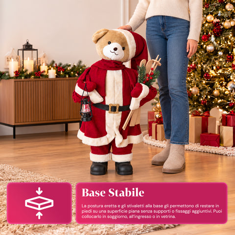 Weihnachtlicher Plüschbär mit rotem und weißem Outfit, drei Größen zur Dekoration von Innenräumen