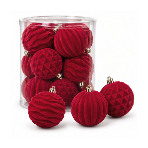 Set mit 12 samtigen Weihnachtskugeln, 8 cm, drei verschiedene Texturen in jeder Packung, in 3 Farben erhältlich, matte Kugeln für den Weihnachtsbaum und zur Dekoration