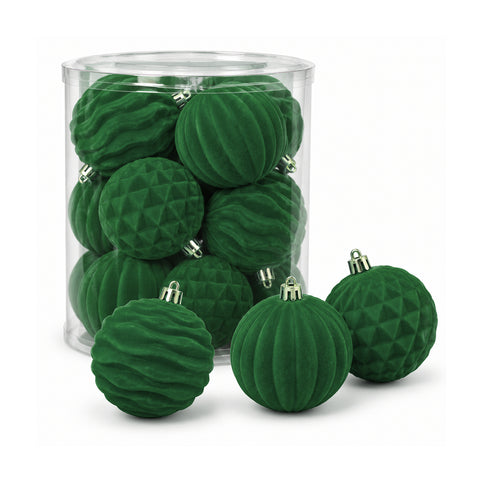 Set mit 12 samtigen Weihnachtskugeln, 8 cm, drei verschiedene Texturen in jeder Packung, in 3 Farben erhältlich, matte Kugeln für den Weihnachtsbaum und zur Dekoration