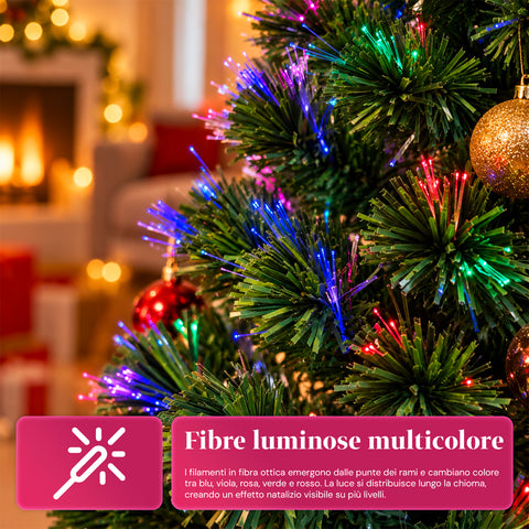 Weihnachtsbaum aus Glasfaser mit Lichteffekten und Sternspitze, 2 Höhen: 120 und 180 cm, PVC-Zweige, Stromversorgung über Transformator