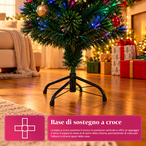 Weihnachtsbaum aus Glasfaser mit Lichteffekten und Sternspitze, 2 Höhen: 120 und 180 cm, PVC-Zweige, Stromversorgung über Transformator