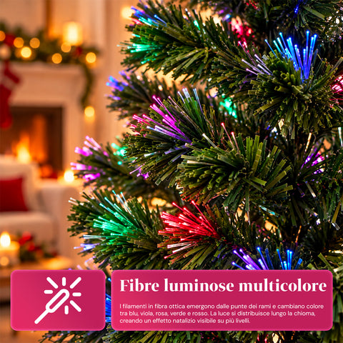 Weihnachtsbaum aus Glasfaser mit Lichteffekten und Sternspitze, 2 Höhen: 120 und 180 cm, PVC-Zweige, Stromversorgung über Transformator