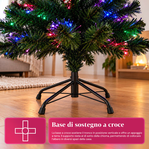 Weihnachtsbaum aus Glasfaser mit Lichteffekten und Sternspitze, 2 Höhen: 120 und 180 cm, PVC-Zweige, Stromversorgung über Transformator