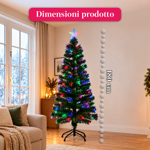 Weihnachtsbaum aus Glasfaser mit Lichteffekten und Sternspitze, 2 Höhen: 120 und 180 cm, PVC-Zweige, Stromversorgung über Transformator