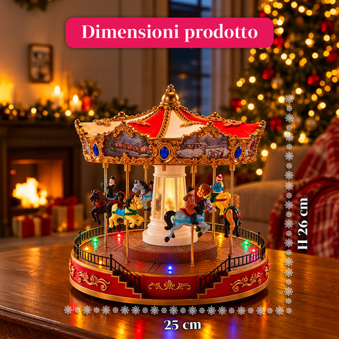Weihnachts-Riesenrad mit LED-Lichtern, Musik und Drehbewegung, 2 Farben, animierte Weihnachtsdekoration, Höhe 26 cm, Standfuß 22 cm, Kunststoff