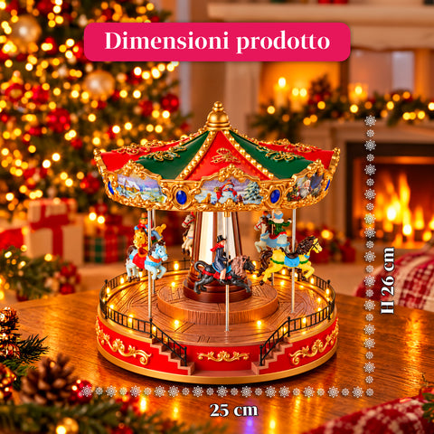 Weihnachts-Riesenrad mit LED-Lichtern, Musik und Drehbewegung, 2 Farben, animierte Weihnachtsdekoration, Höhe 26 cm, Standfuß 22 cm, Kunststoff