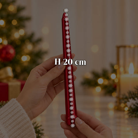 Schmale Weihnachtskerzen für Tischdekorationen und Kerzenleuchter, 6er-Set, 2 Farben, Höhe 20 cm, Paraffinwachs, glänzende Oberfläche mit Metallic-Effekt