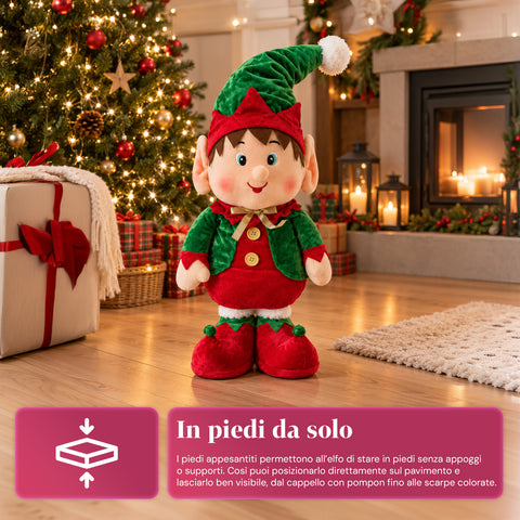 Ausziehbarer Weihnachtself, dekorativer Schmuck, verschiedene Farben, maximale Höhe 120 cm, Teleskopbeine, beschwerte Füße, Polyester