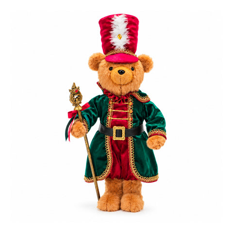 Weihnachtlicher Soldatenbär, Weihnachtsdekoration, 2 Farben, Höhe 60 cm, Polyester, mit Hut, Umhang und Stock