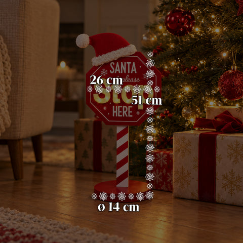 Leuchtendes „Santa Stop Here“-Schild, 51 cm, LED-Weihnachtsdekoration