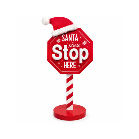 Leuchtendes „Santa Stop Here“-Schild, 51 cm, LED-Weihnachtsdekoration