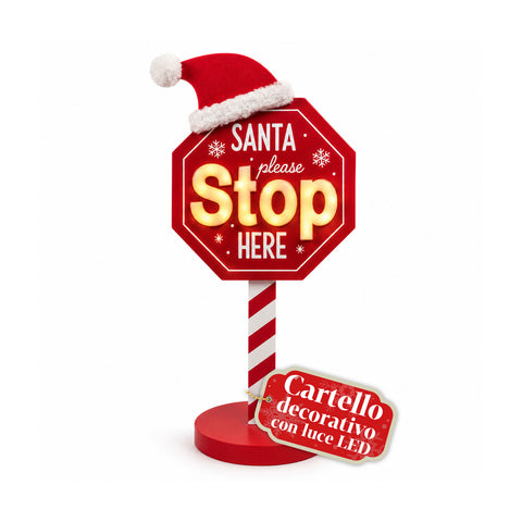 Leuchtendes „Santa Stop Here“-Schild, 51 cm, LED-Weihnachtsdekoration