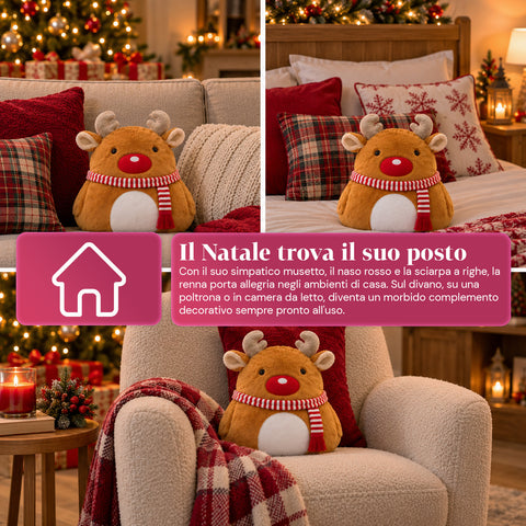 Weihnachtskissen mit Decke 60x90 cm und Handwärmer 3 in 1, 3 Figuren verfügbar