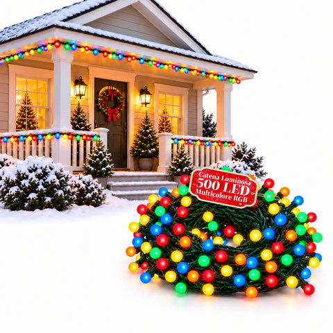 Lichterkette 500 LED Cherry, 12,5 m, 8 Lichtspiele, IP44