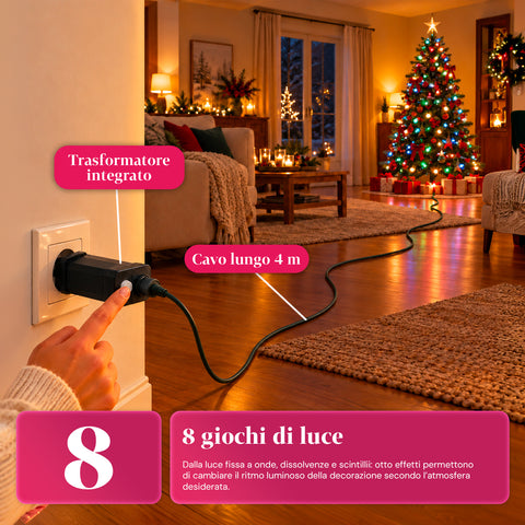 Lichterkette 500 LED Cherry, 12,5 m, 8 Lichtspiele, IP44
