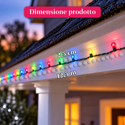 Lichterkette 500 LED Cherry, 12,5 m, 8 Lichtspiele, IP44